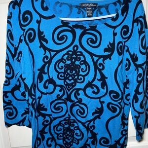 Designer Originals Vibrant Blue and‎ Black Pattern Sweater